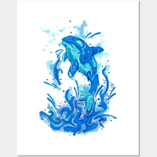 blue orca whale Posters and Art